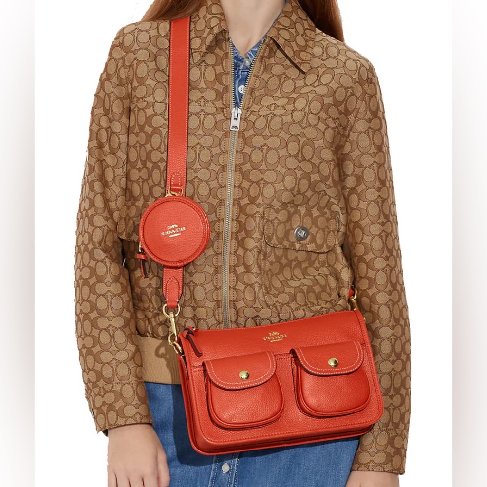 NWT Coach Pennie Crossbody Bag with Coin Case in Mango color
